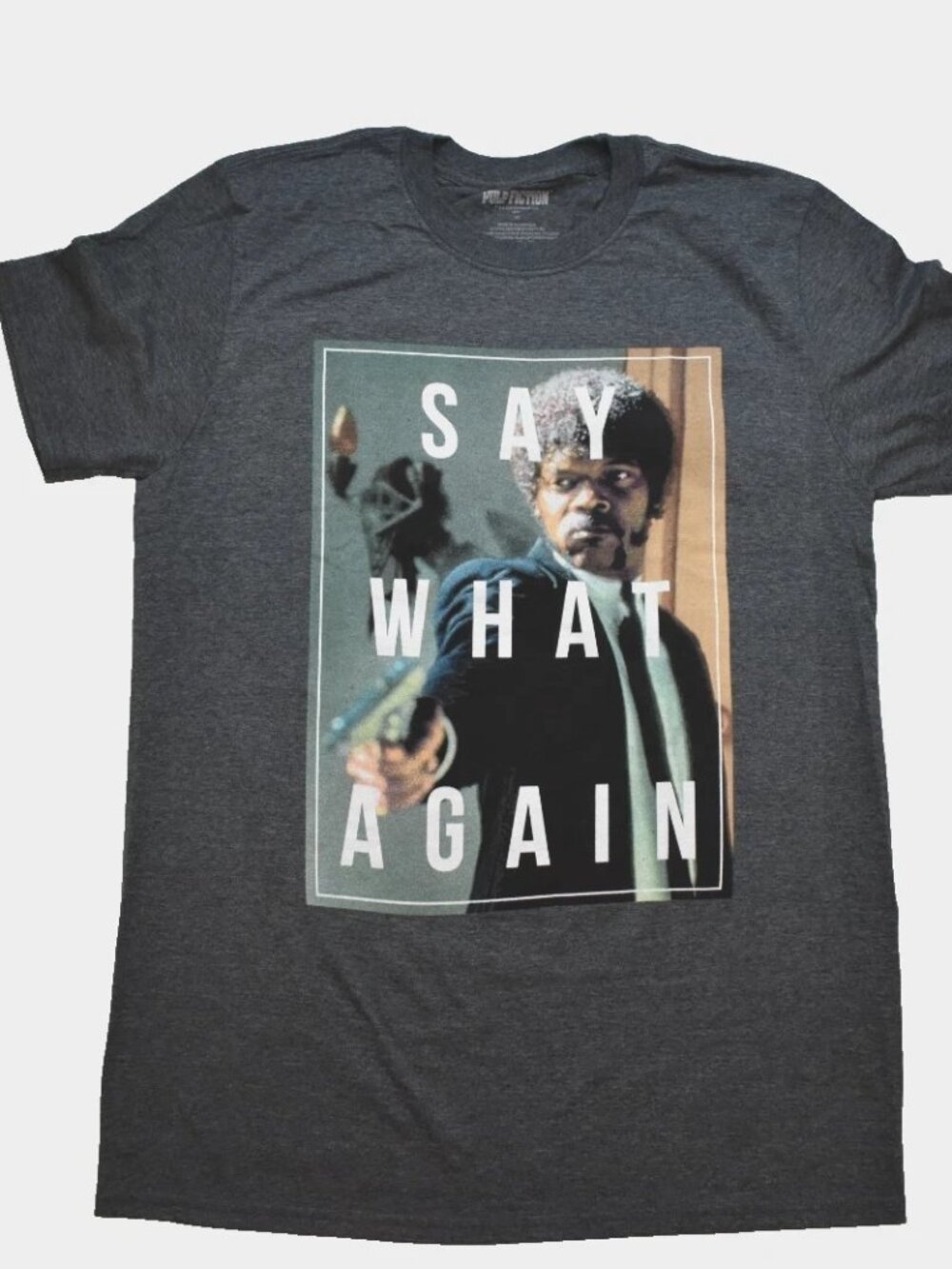 Pulp Fiction Jules Say What Again Mens Charcoal Heather Shirt New Medium